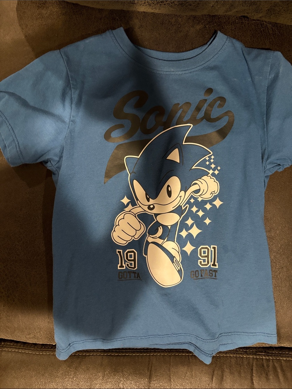 3/$20! Boys Small SONIC shirt MAD Engine Blue Sonic Graphic Tee